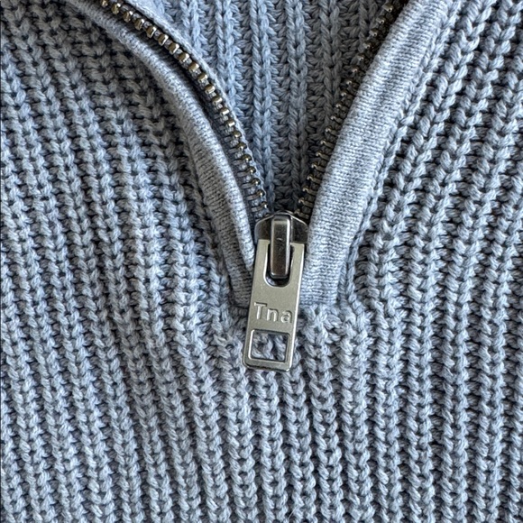 Aritzia TNA Womens XXS Ashbury Quarter Zip Cropped Pullover Ribbed Knit Gray - Picture 6 of 13
